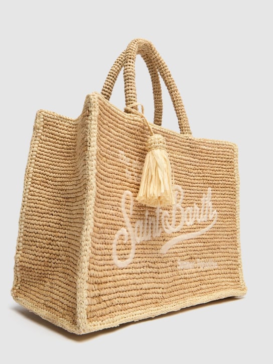 Mc2 Saint Barth: Logo embroidery straw handbag - Beige/White - kids-girls_1 | Luisa Via Roma