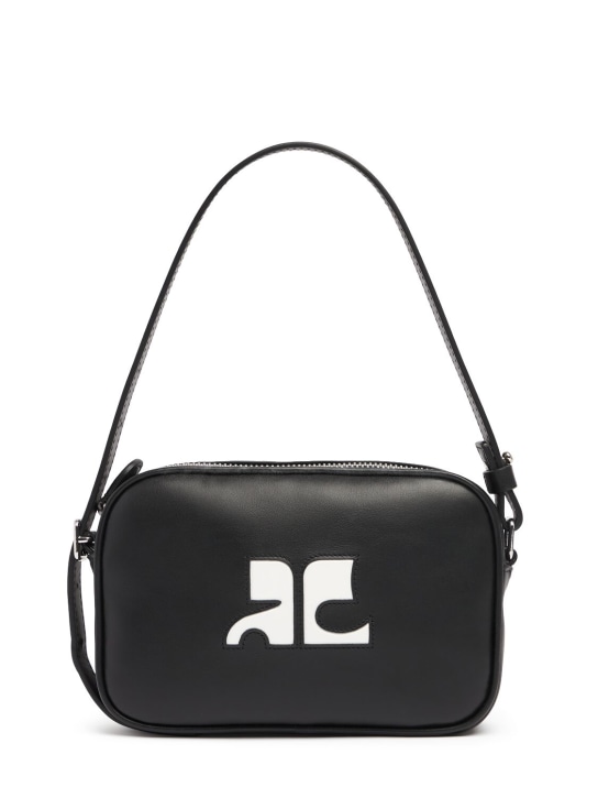Courreges: Slim leather camera bag - Black - women_0 | Luisa Via Roma
