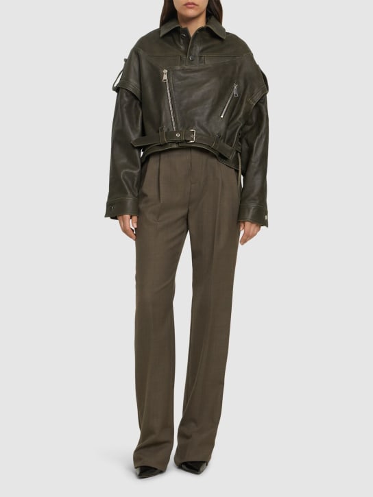 MANOKHI: Vintage oversize leather jacket - Haki - women_1 | Luisa Via Roma