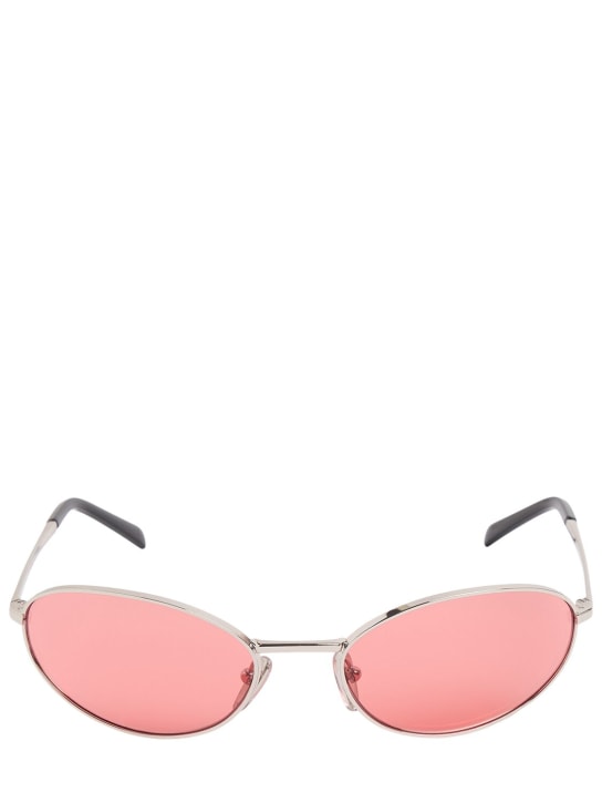Prada: Round metal sunglasses - Silver/Pink - women_0 | Luisa Via Roma
