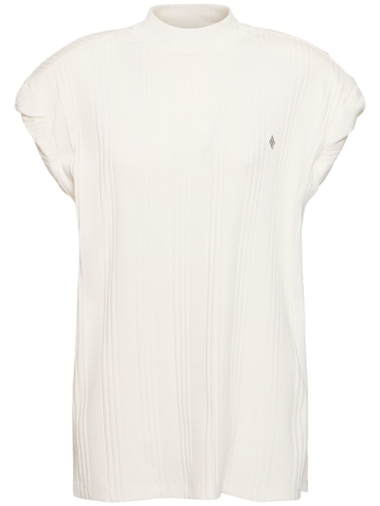 The Attico: Laurie ribbed jersey t-shirt - Beyaz - women_0 | Luisa Via Roma