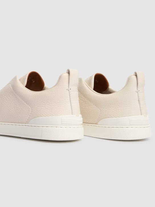 Zegna: Triple Stitch leather low-top sneakers - Off-White - men_3 | Luisa Via Roma