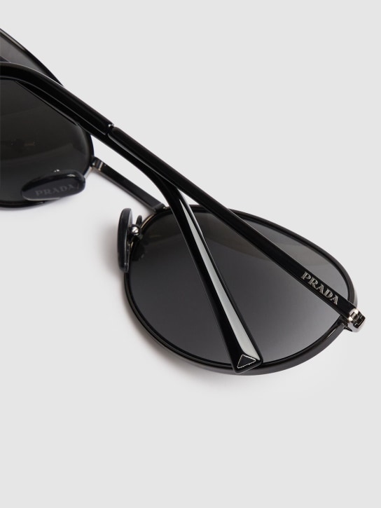 Prada: Round metal sunglasses - Black - men_3 | Luisa Via Roma