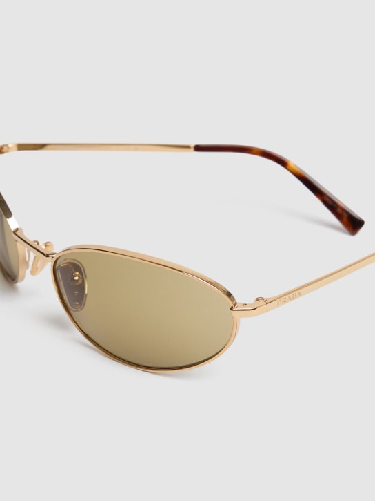 Prada: Round metal sunglasses - Gold/Green - men_3 | Luisa Via Roma