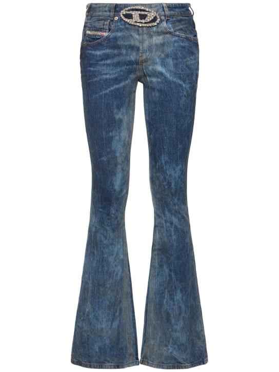 Diesel: Jeans con logo decorado - Azul - women_0 | Luisa Via Roma