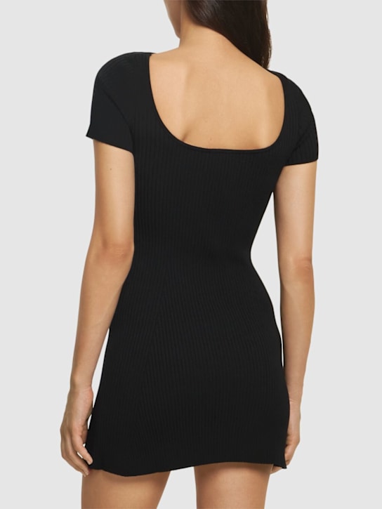 Courrèges: Hyperbole rib knit viscose mini dress - Black - women_2 | Luisa Via Roma