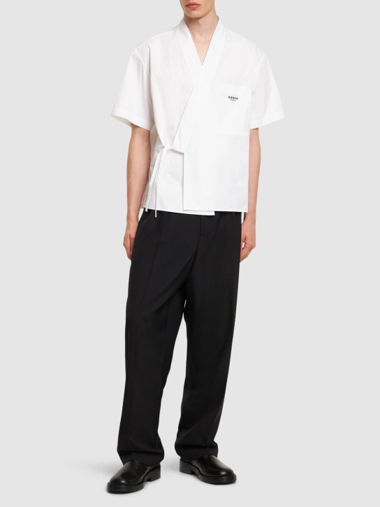 Kenzo Paris: Kimono cotton short sleeve shirt - Beyaz - men_1 | Luisa Via Roma