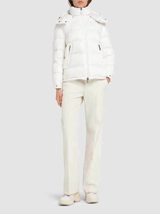 Moncler: Maire nylon laquè short down jacket - Off-White - women_1 | Luisa Via Roma