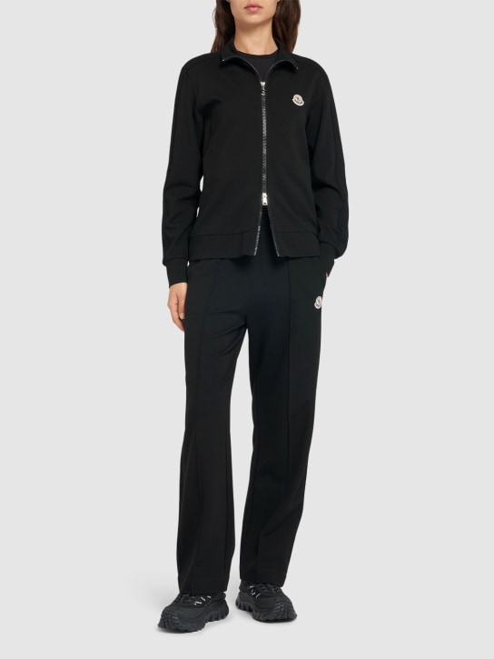Moncler: Viscose blend zip-up sweatshirt - Black - women_1 | Luisa Via Roma