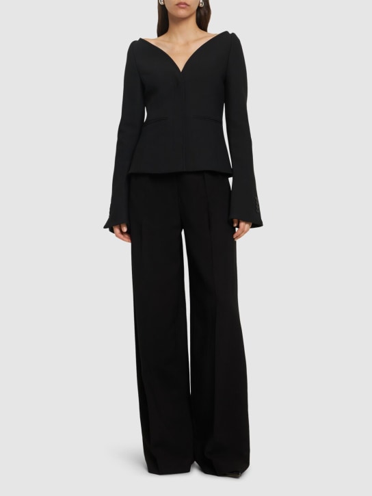 Courreges: Ellipse heritage crepe tailored jacket - Siyah - women_1 | Luisa Via Roma