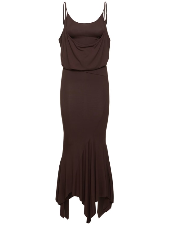 The Attico: Satin midi dress - Dark Brown - women_0 | Luisa Via Roma