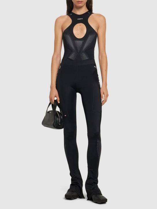Coperni: Logo one piece bodysuit - Black - women_1 | Luisa Via Roma