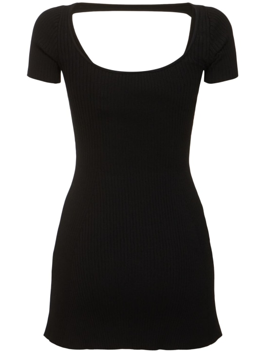 Courrèges: Hyperbole rib knit viscose mini dress - Black - women_4 | Luisa Via Roma