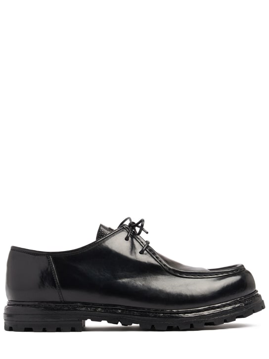 Officine Creative: Volcov leather lace-up shoes - Siyah - men_0 | Luisa Via Roma