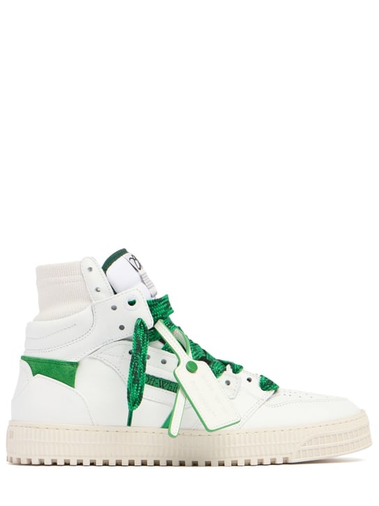 Off-White: 3.0 Off Court leather sneakers - White/Green - men_0 | Luisa Via Roma