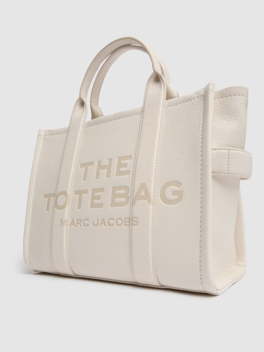 Marc Jacobs: The Medium leather tote bag - Cotton/Silver - women_1 | Luisa Via Roma