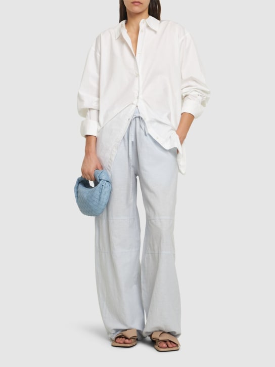 Acne Studios: Cotton & linen wide pants - Light Blue - women_1 | Luisa Via Roma