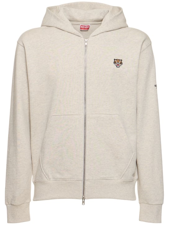 Kenzo Paris: Lucky Tiger cotton zip hoodie - Grey - men_0 | Luisa Via Roma