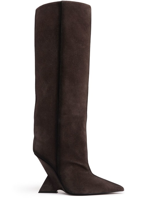 The Attico: 105mm Cheope suede tube boots - Dark Grey - women_0 | Luisa Via Roma
