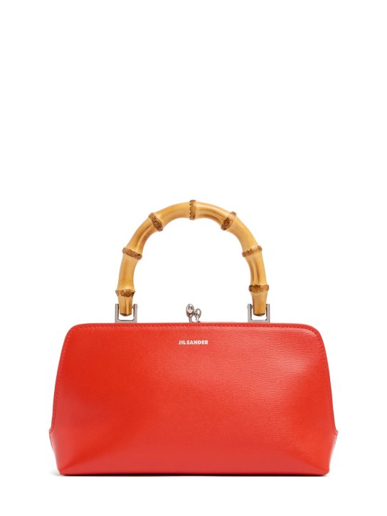 Jil Sander: Mini Goji Bamboo palmellato leather bag - Poppy Red - women_0 | Luisa Via Roma