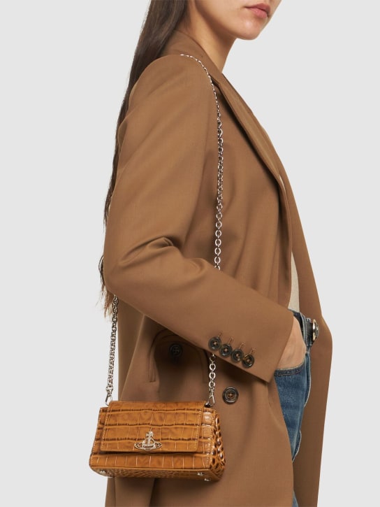 Vivienne Westwood: Small Hazel embossed leather bag - Tan - women_1 | Luisa Via Roma