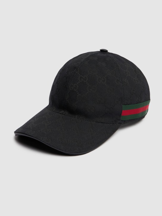 Gucci: GG Supreme canvas baseball hat - Black - women_1 | Luisa Via Roma