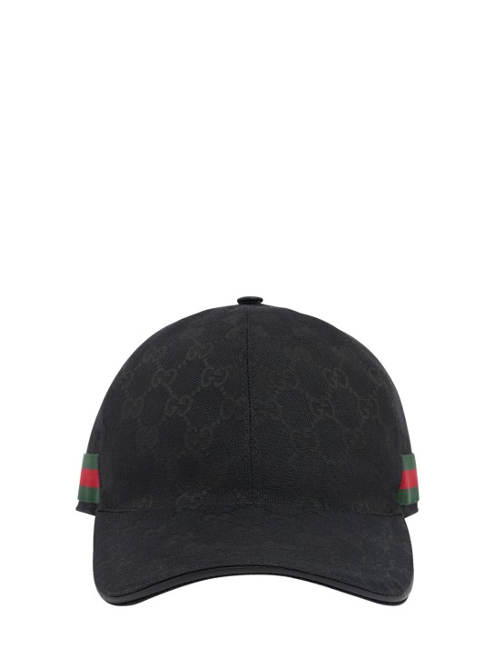 Gucci: GG Supreme canvas baseball hat - Black - men_0 | Luisa Via Roma
