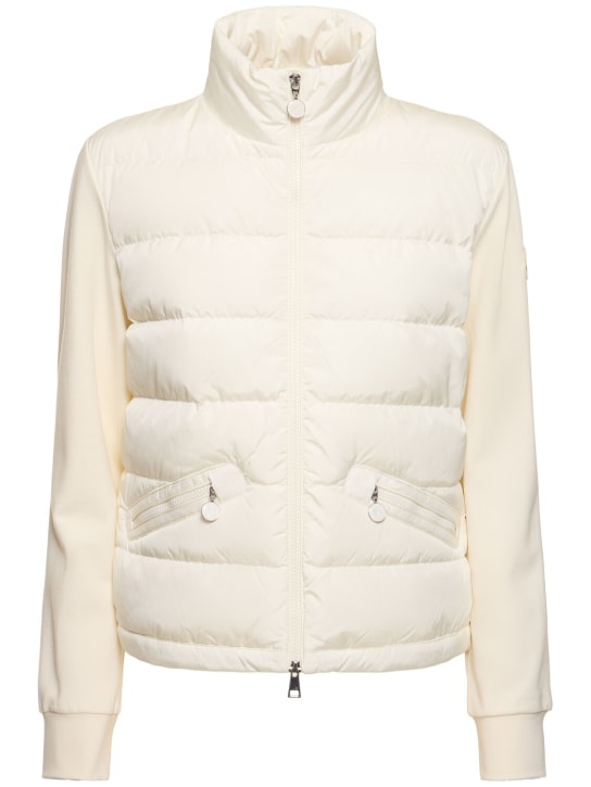Moncler: Padded viscose blend zip-up sweatshirt - Silk White - women_0 | Luisa Via Roma