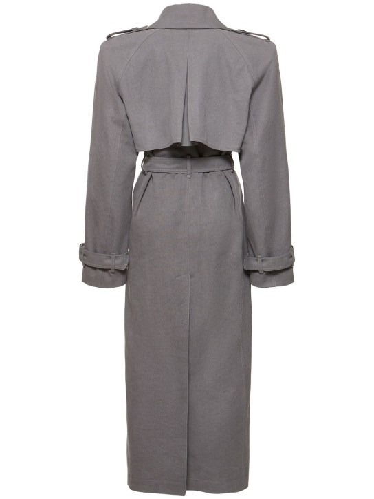 The Attico: Belted long trench coat - Grey - women_4 | Luisa Via Roma