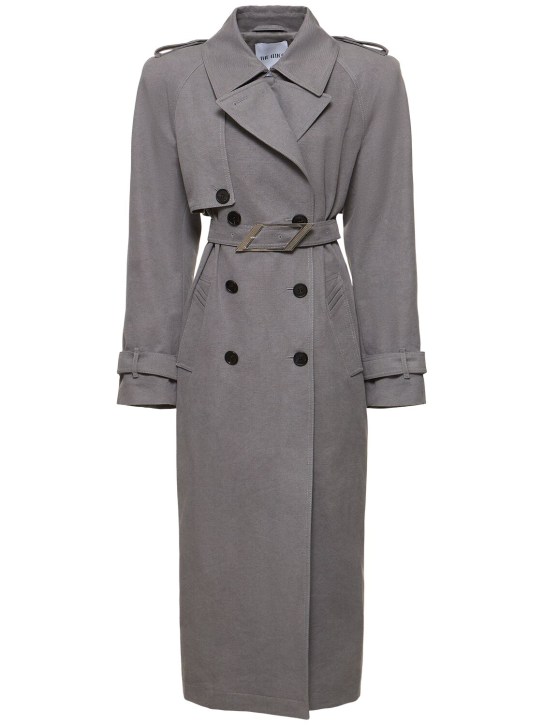 The Attico: Belted long trench coat - Grey - women_0 | Luisa Via Roma