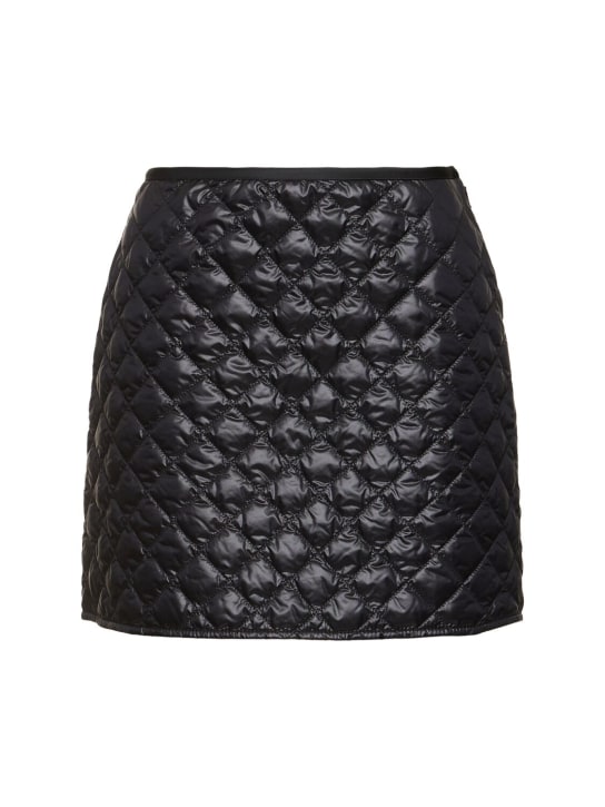 Moncler: Quilted nylon skirt - Noir - women_0 | Luisa Via Roma