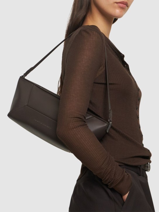Brunello Cucinelli: Softy leather shoulder bag - Dark Brown - women_1 | Luisa Via Roma