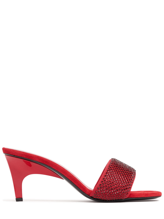 The Attico: 60mm Rem crystal & suede mules - Red - women_0 | Luisa Via Roma