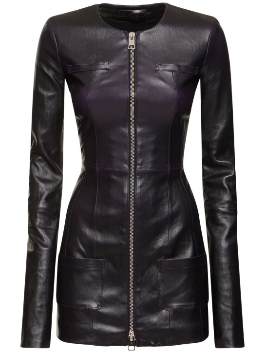 The Attico: Leather jacket - Black - women_0 | Luisa Via Roma