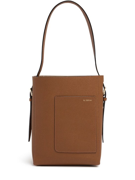 Valextra: Small Bucket soft grain leather tote bag - Cioccolato - women_0 | Luisa Via Roma