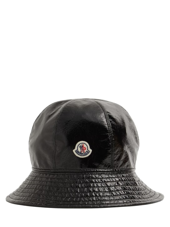 Moncler: Shiny vinyl bucket hat - Black - women_0 | Luisa Via Roma