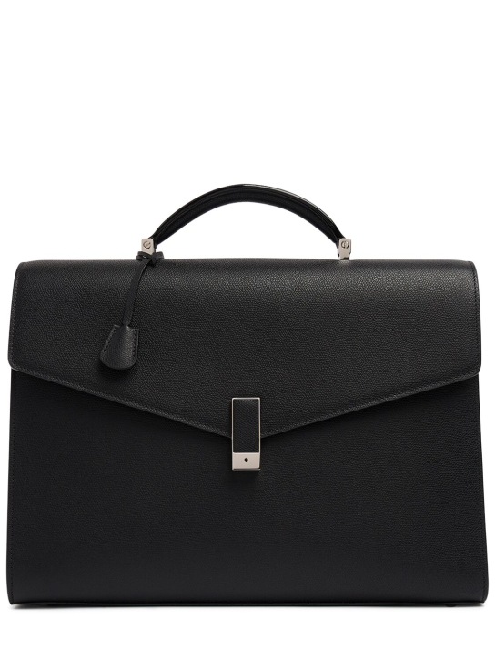 Valextra: Iside leather briefcase - Siyah - men_0 | Luisa Via Roma