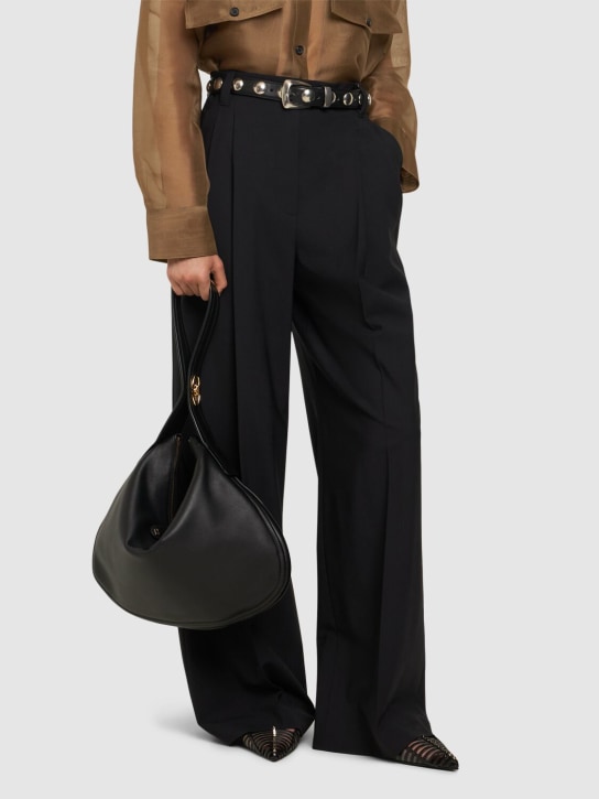 Valentino Garavani: Large hobo leather bag - Black - women_1 | Luisa Via Roma