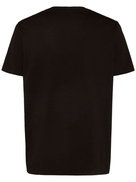 Moncler: Flocked logo cotton t-shirt - men_3 | Luisa Via Roma