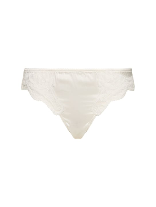 Dolce&Gabbana: Slip in raso di seta con dettagli in pizzo - Bianco - women_0 | Luisa Via Roma