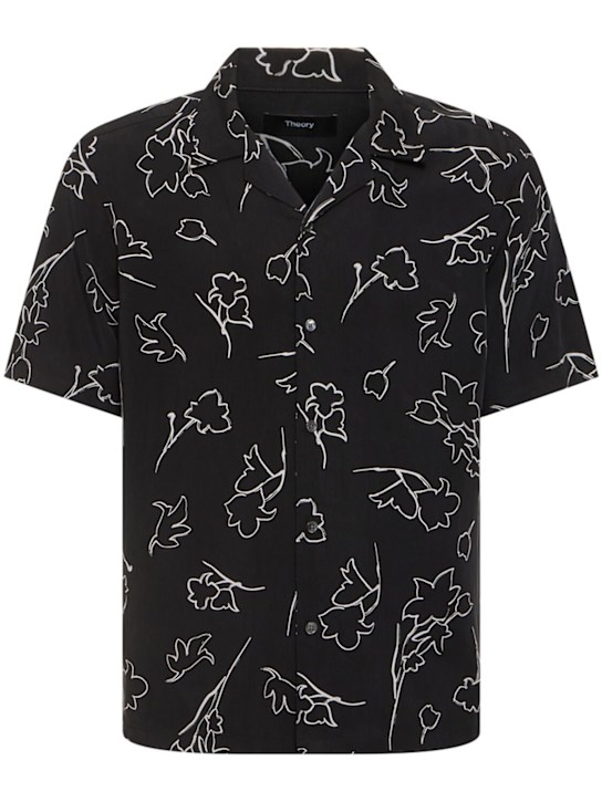 Theory: Printed lyocell short sleeve shirt - men_0 | Luisa Via Roma