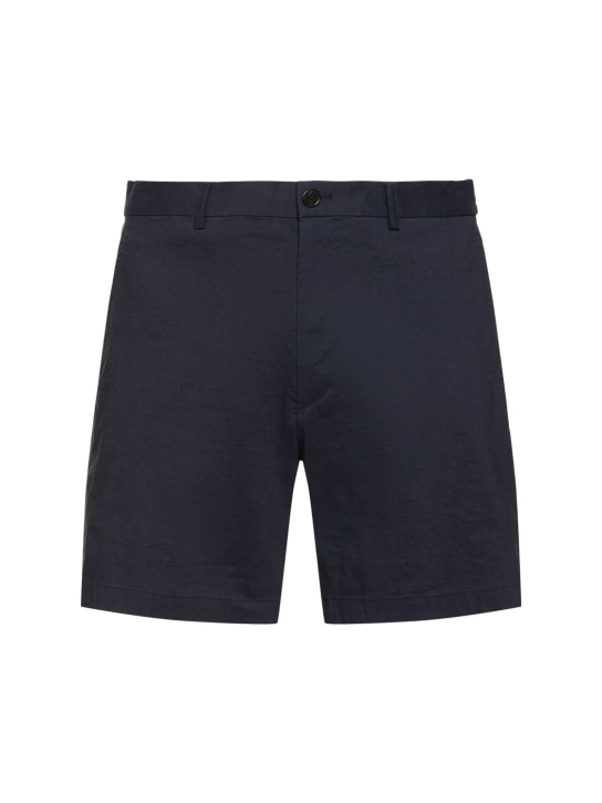 Theory: Curtis linen blend shorts - Navy - men_0 | Luisa Via Roma