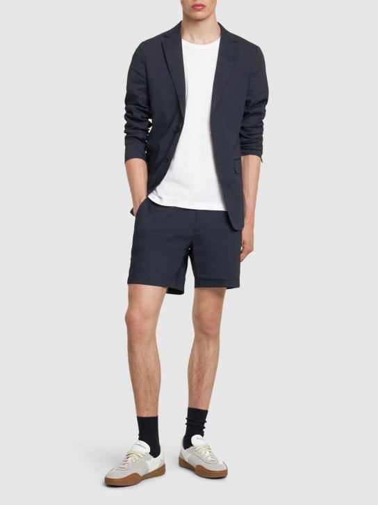 Theory: Curtis linen blend shorts - Navy - men_1 | Luisa Via Roma