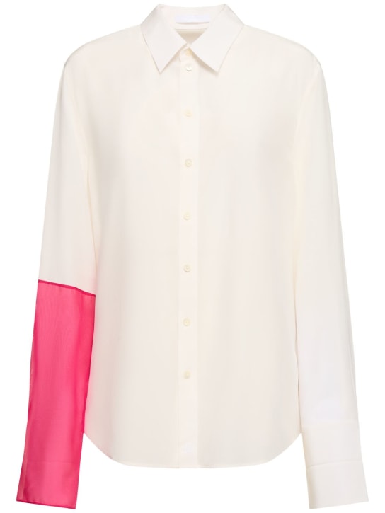Helmut Lang: Combo relaxed silk shirt - White - women_0 | Luisa Via Roma