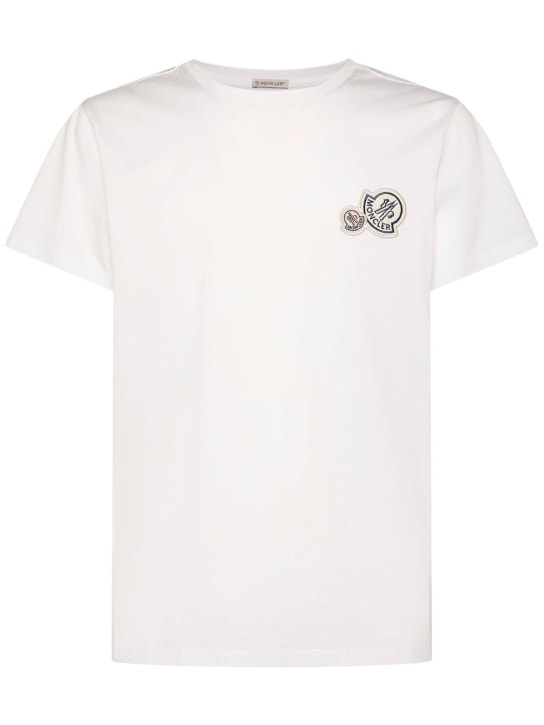 Moncler: 双logo棉质T恤 - 白色 - men_0 | Luisa Via Roma