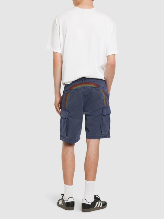 SUNDEK: Striped cotton poplin cargo shorts - Lacivert - men_1 | Luisa Via Roma