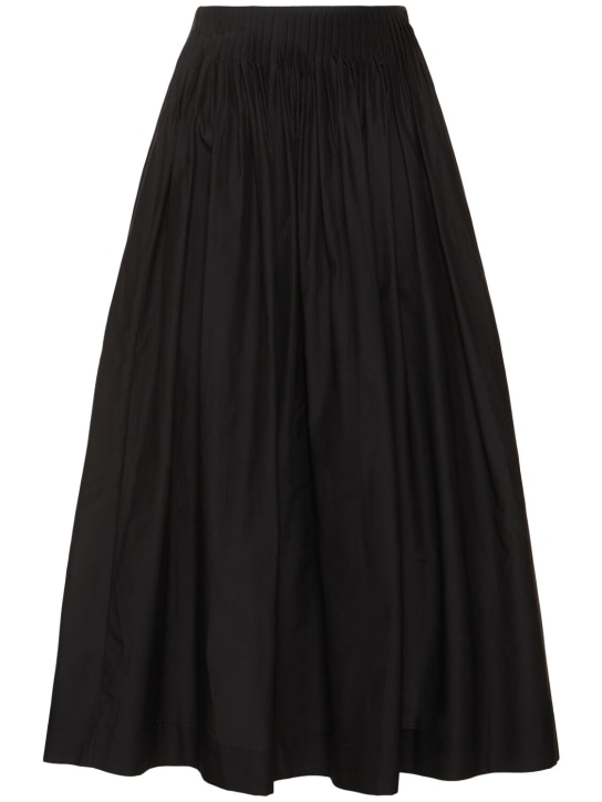 Loulou Studio: Artemis cotton & silk long skirt - Black - women_0 | Luisa Via Roma