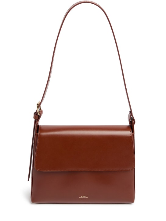 A.P.C.: Sac Virginie flap leather shoulder bag - Hazelnut - women_0 | Luisa Via Roma