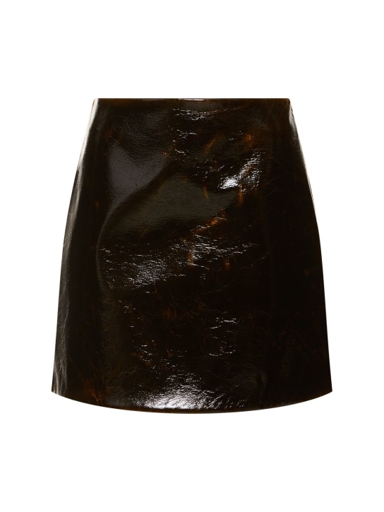 Sportmax: Beta coated wool mini skirt - Brown - women_0 | Luisa Via Roma
