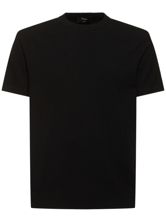 Theory: T-shirt en maille de viscose mélangée - Noir - men_0 | Luisa Via Roma